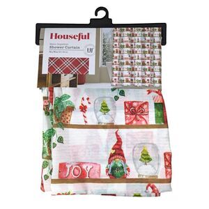 Holiday Gnome Joy Shower Curtain Christmas Presents Polyester Water Repellant
